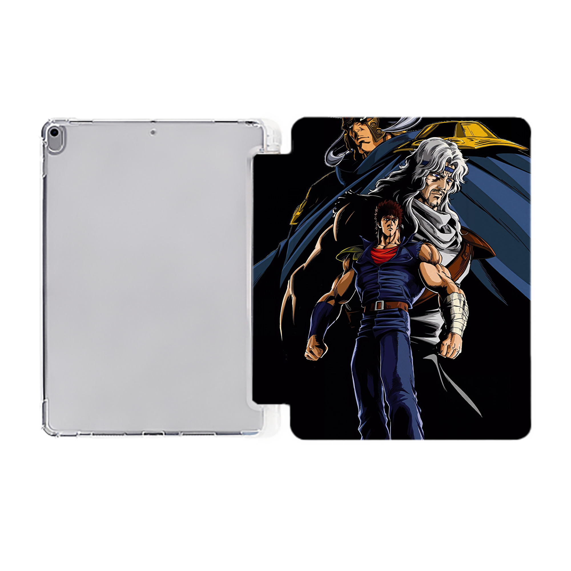 （画像用） 北斗の拳 Fist of the North Star IPad ケース ペン収納付き 三つ折りスタンド PUレザー×シリコン 対応機種9.5/10.5/10.9インチ